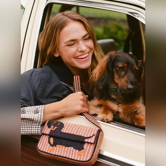 Anthropologie The Fiona Beaded Bag Dachshund Weiner Dog Rare Limited Handbag NEW - Picture 9 of 13